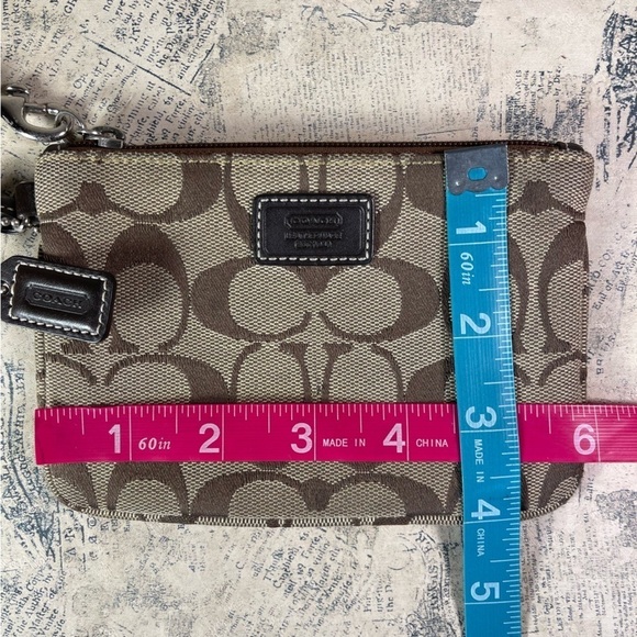Coach Signature Logo Mini Wristlet in Brown Canvas and Leather - Picture 9 of 9